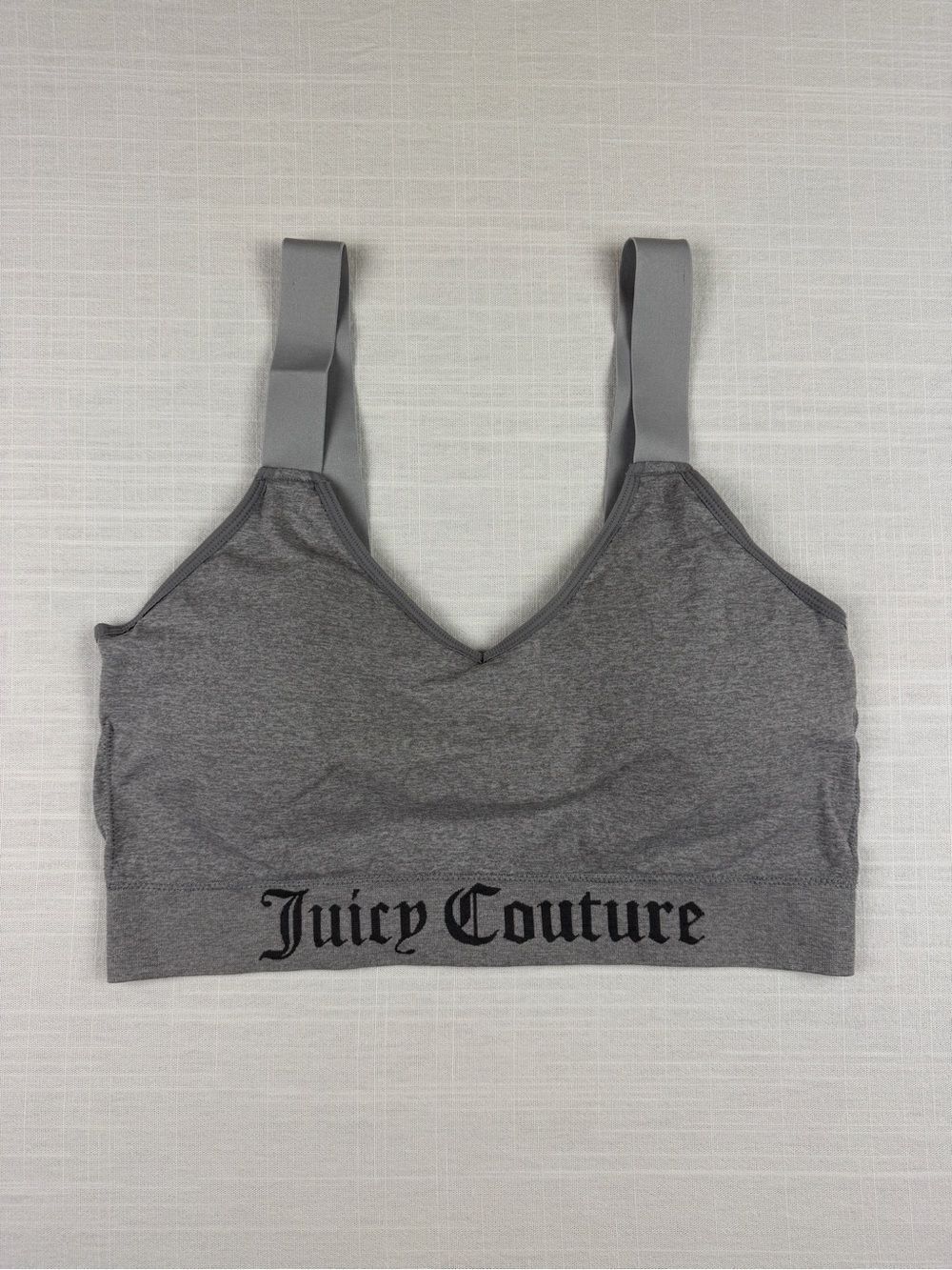 Juicy Couture Gray Logo Sports Bra 3XL Wireless Stretch Bralette Plus Size